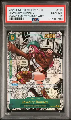 2025 One Piece TCG Jewelry Bonney Legacy of the Master Manga Alt Art #118 PSA 10 - Image 1