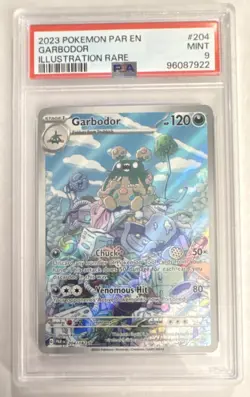Pokemon 2023 Garbodor Illustration Rare Holo SV04 Paradox Rift #204 PSA 9 - Image 1