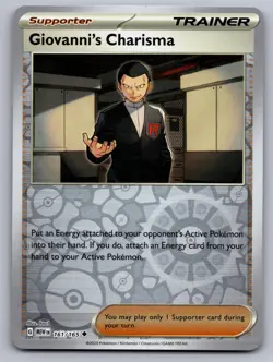 GIOVANNI'S CHARISMA 161/165 UNCOMMON 151 POKEMON REVERSE HOLO NM - Image 1