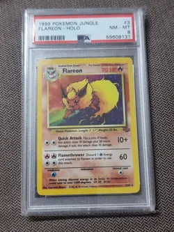Pokemon 1999 Jungle Flareon Holo 3/64 **PSA 8** NM-MT - Image 1
