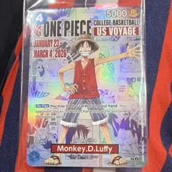 Bandai One Piece CCG Monkey.D.Luffy US Voyage Promo Full Art Foil P-055 Card - Image 1