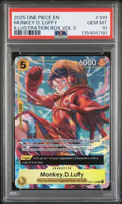 2025 ONE PIECE PROMOS ILLUSTRATION BOX VOL.3 #109 MONKEY D. LUFFY PSA 10 - Image 1