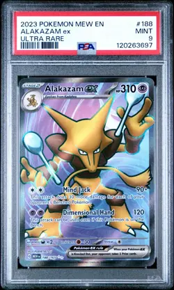 🔥 2023 Pokemon Mew EN 151 Alakazam ex #188/165 Ultra Rare Holo PSA 9 MINT - Image 1