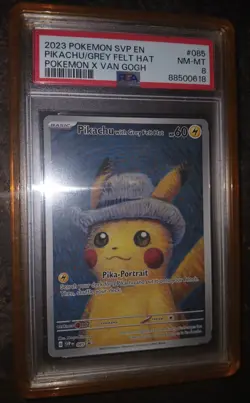 Pokemon Pikachu with Grey Felt Hat Van Gogh Full Art Promo SVP EN 085 PSA 8 - Image 1