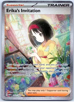 POKEMON TCG ERIKA'S INVITATION 203/165 MEW SPECIAL ILLUSTRATION RARE 151 POKEMON - Image 1
