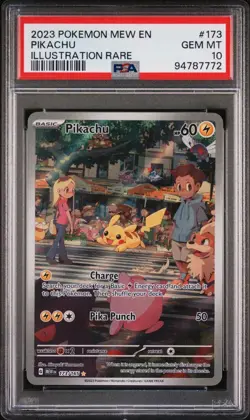 Pikachu 173/165 Illustration Rare 2023 Pokemon Mew EN PSA 10 GEM MT - Image 3