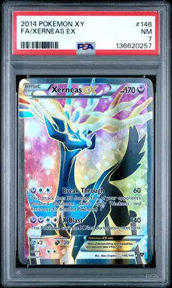 2014 POKEMON XY #146 FULL ART/XERNEAS EX PSA 7 - Image 1