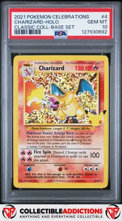 2021 Pokemon Celebrations Classic Collection #4 Charizard Holo PSA 10 - Image 1
