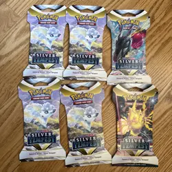 Lot 6 new sealed Pokemon Sword & Shield Silver Tempest sleeved booster packs - Image 1