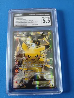 Pokemon 2016 XY Black Star Pikachu EX Promo Red & Blue Collection XY124 CGC 5.5 - Image 1