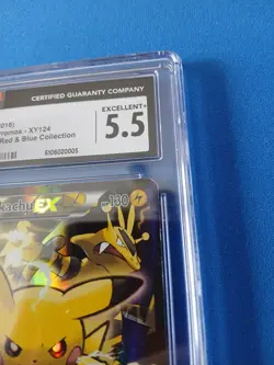Pokemon 2016 XY Black Star Pikachu EX Promo Red & Blue Collection XY124 CGC 5.5 - Image 4
