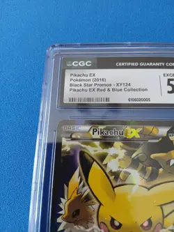 Pokemon 2016 XY Black Star Pikachu EX Promo Red & Blue Collection XY124 CGC 5.5 - Image 5