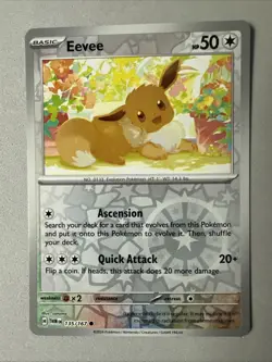 Pokemon TCG * SV Twilight Masquerade * 135/167 Eevee REVERSE HOLO Common * NM - Image 1