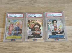 PSA 10 Luffy P-075 Sabo P-073 & Ace P-074 One Piece Saikyo Jump Promo - Image 1