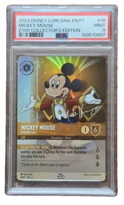 Disney Lorcana Mickey Mouse Friendly Face D100 Collector's Edition PSA 9 - Image 1
