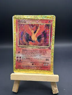 Moltres HOLO Prism Fossil Vending Golden Sticker Rare Pokemon Card Vintage 90's - Image 1