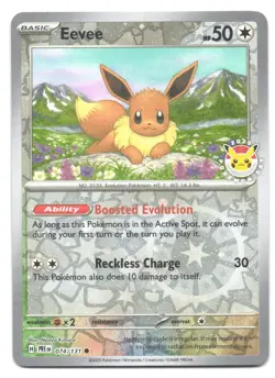 Eevee 074/131 Pikachu Stamp Promo Pokemon Day 2025 Prismatic Reverse Holo Card - Image 1