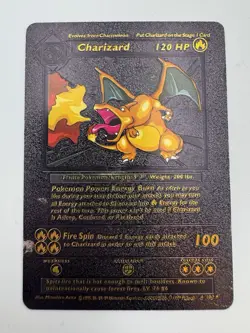 CHARIZARD 4/102 Base Set Vintage Black Foil RARE Fan Art Display Card MP - Image 2