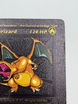 CHARIZARD 4/102 Base Set Vintage Black Foil RARE Fan Art Display Card MP - Image 4