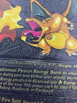 CHARIZARD 4/102 Base Set Vintage Black Foil RARE Fan Art Display Card MP - Image 5