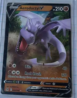 2022 Pokemon Aerodactyl V 092/196 Lost Origin Holo Full Art Card - Image 1