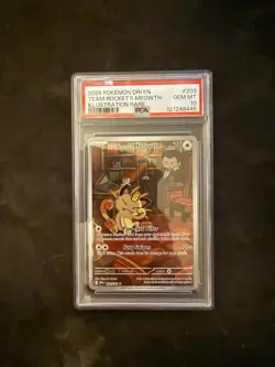 Pokemon Team Rocket's Meowth PSA 10 Sv10 Destined Rivals Illustration Rare Holo - Image 1
