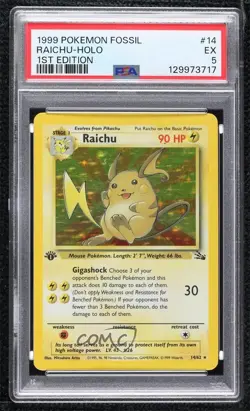 Raichu Holo 1st Ed. Pokemon Fossil PSA 5 1999 - Image 1