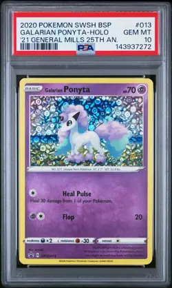 2020 POKEMON SWSH013 Promo GALARIAN PONYTA - PSA 10 - General Mills Holo Low Pop - Image 1