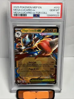 2025 POKEMON MEP EN-ME BLACK STAR PROMO #012 MEGA LUCARIO EX PSA 10 - Image 1