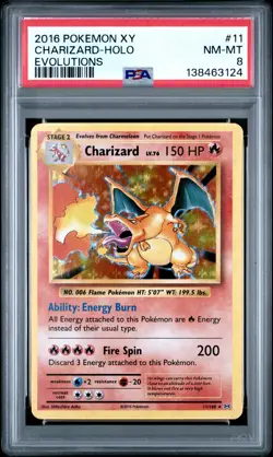 2016 POKEMON XY EVOLUTIONS #11 CHARIZARD-HOLO PSA 8 - Image 1