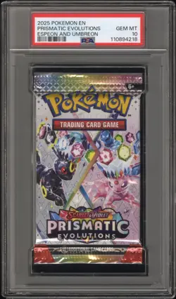 Pokemon S&V Prismatic Evolutions Espeon & Umbreon Booster Pack PSA 10 Gem Mint - Image 1