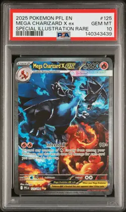 2025 Pokemon Phantasmal Flames Mega Charizard X EX #125 SAR PSA 10 - Image 1
