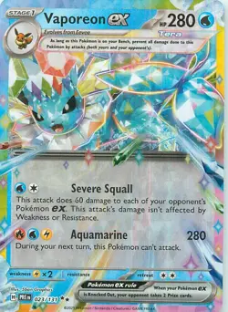 Pokemon TCG: Vaporeon ex 023/131 Sv: Prismatic Evolutions Holo NM - Image 1