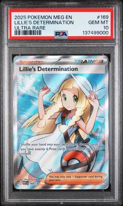 2025 Pokemon Mega Evolution Base #169 FA Lillie's Determination PSA 10 Gem Mint - Image 1