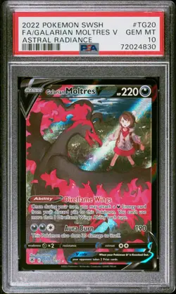 2022 Pokemon SWSH Astral Radiance #TG20 FA Galarian Moltres V PSA 10 Gem Mint - Image 1