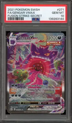 Pokemon Gengar VMAX Fusion Strike Secret Rare Full Alt Art #271 PSA 10 Gem Mint - Image 1