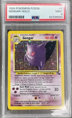 Pokemon Gengar Fossil Holo #5 PSA 9 Mint - Image 1