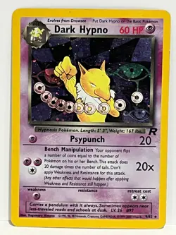 Vintage 2000 Pokemon TCG Team Rocket DARK HYPNO HOLO Rare 9/82 LP English, Unltd - Image 1