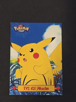 Pikachu #25 - TV2 - Topps Pokemon - Black Logo - NM - Image 1