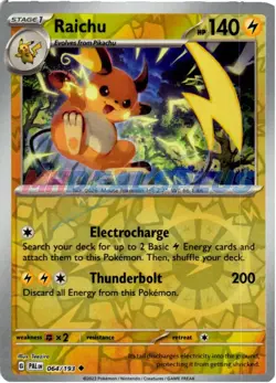 Raichu Reverse Holo 064/193 Pokemon Scarlet & Violet - Paldea Evolved - Image 1