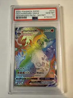 Charizard VMax 074/073 Pokemon PSA 10 GEM MT Champion's Path Rainbow Secret Rare - Image 1