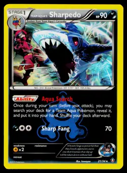 Team Aqua's Sharpedo #21/34 Holo Rare Pokemon Double Crisis NM - Image 1
