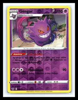 💥 Pokemon Gengar 085/202 Reverse Holo Rare SWSH01 Sword and Shield - Image 1