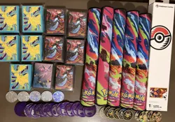 Pokemon Accessories Lot – Charizard UPC Playmats, Sleeves, And Coins - Image 1
