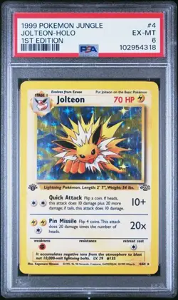 1999 POKEMON JUNGLE #4 JOLTEON-HOLO 1ST EDITION PSA 6 (318 - Image 1