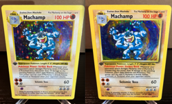 Pokemon 1st Edition Shadowless + Shadow Holo - Machamp 2 Card Lot #8/102 - Image 1