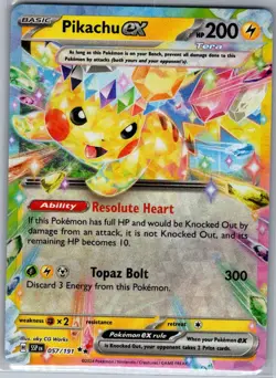 Pikachu ex 057/191 - Surging Sparks - Pokemon Card - NM - Image 1