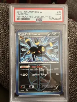 PSA 9 Mint Umbreon Team Plasma 64 Black & White Plasma Freeze Holo Pokemon 2013 - Image 1
