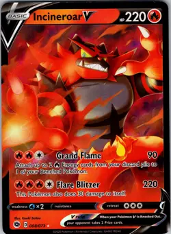 Incineroar V 08/73 Champion's Path Holo Pokemon TCG NM - Image 1