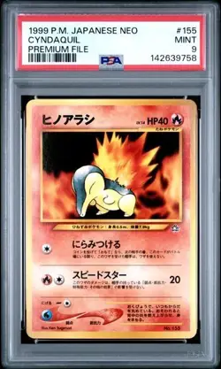 Graded PSA 9 2000 Pokemon Japanese Neo CYNDAQUIL #155 Premium File MINT - Image 1